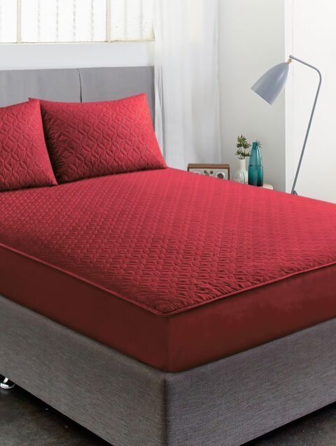 Luxury Waterproof Fitted Sheet with Pillow*dyed ( 1 Fitted sheet+ 2 Pillow )